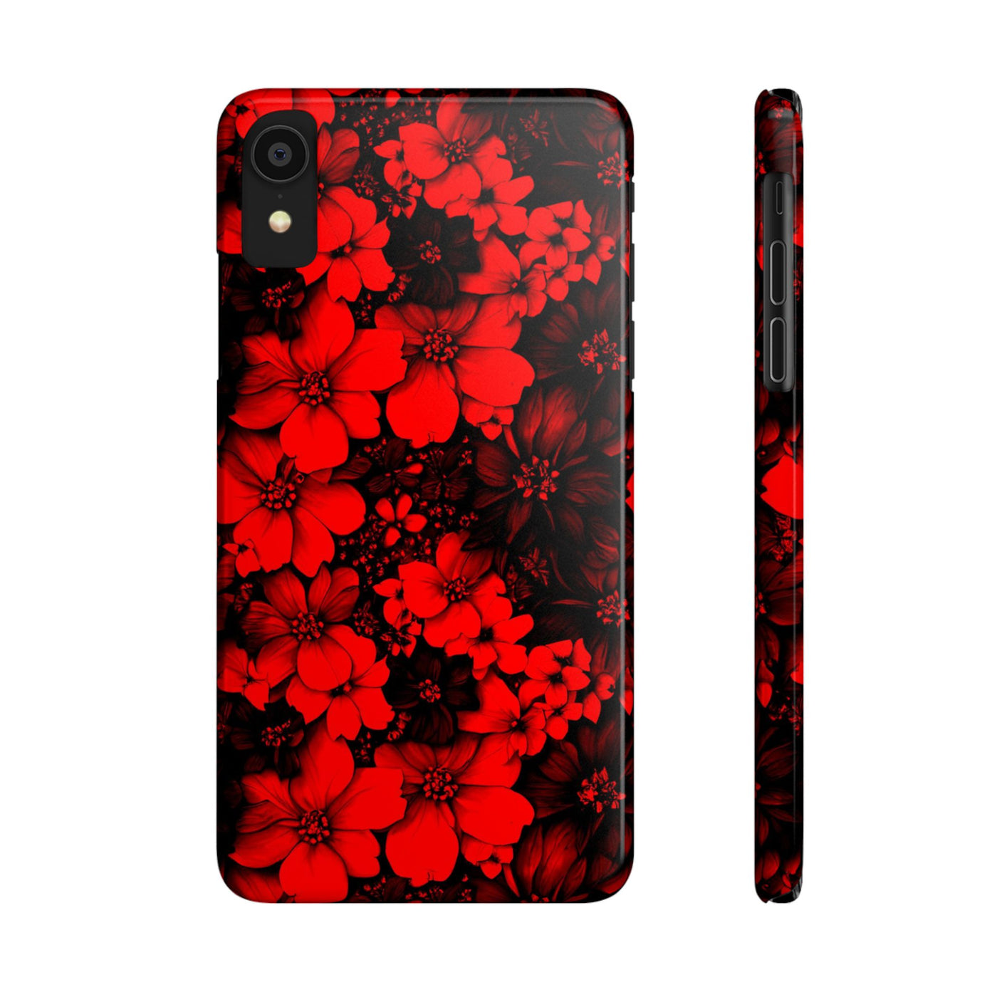 Slim Cute iPhone Cases - | iPhone 15 Case | iPhone 15 Pro Max Case, Iphone 14 Case, Iphone 14 Pro Max, Iphone 13, Red Black Flowers