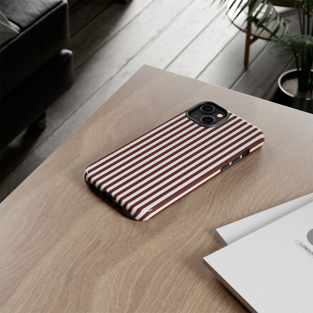 Tough Premium Chocolate Stripes Phone Case Gift for Her - For Apple iPhone 16 Pro Max 16e iPhone 15 Pro iPhone Iphone 14 Plus 13 Pro 12 SE XR - Studio40ParkLane