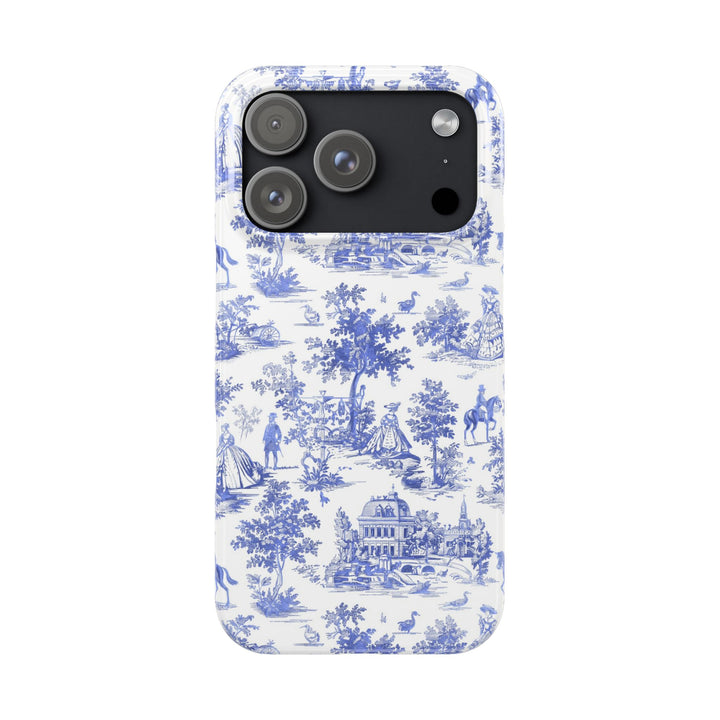 Slim Blue Vintage French Toile Cute Phone Cases for Iphone 16 Pro Max | iPhone 15 Case | iPhone 15 Pro Max Case, Iphone 14, Iphone 14 Pro Max, Iphone 13 12 11 8 7 - Studio40ParkLane