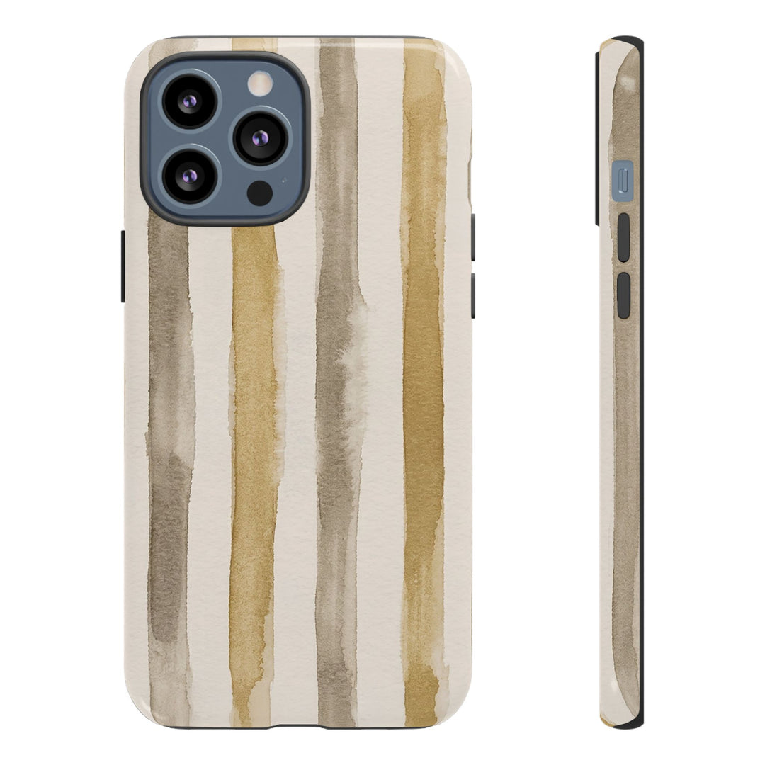 Tough Cute Brown Beige Stripes Phone Case, for IPhone 17 Pro Max | Iphone 17 Air, Iphone 16, IPhone 15, 14 13 12, Samsung Galaxy S26, S25, S24, S23 - Studio40ParkLane