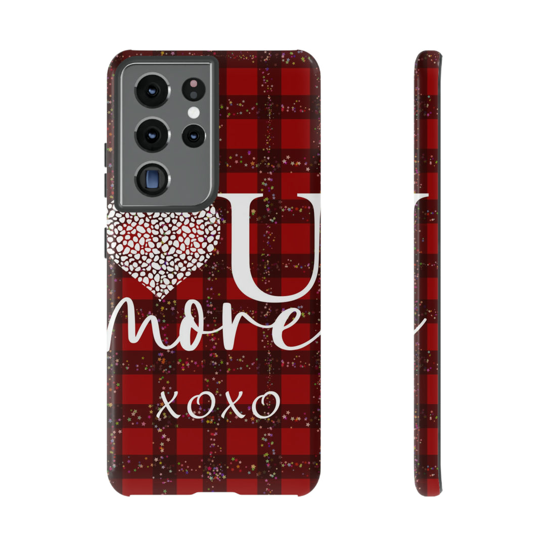 Cute Samsung Phone Cases, Designer Samsung Galaxy S23 Phone Case, Samsung S22 Case, Samsung S21 Case, Samsung S20 Case, Red Plaid Love You - Studio40ParkLane