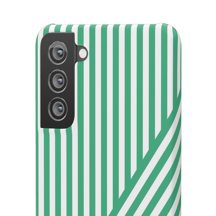 Aesthetic Emerald Stripes Cute Phone Case Sleek Snap - For iPhone 17 Pro Max iPhone 16 Pro iPhone 15 Iphone 14 Plus 13 Pro 12 11 10 Gift