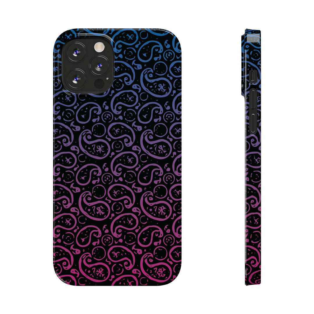 Slim Cute Phone Cases for Iphone - | iPhone 15 Case | iPhone 15 Pro Max Case, Iphone 14 Case, Iphone 14 Pro Max, Iphone 13, Paisley Blue Pink Black - Studio40ParkLane