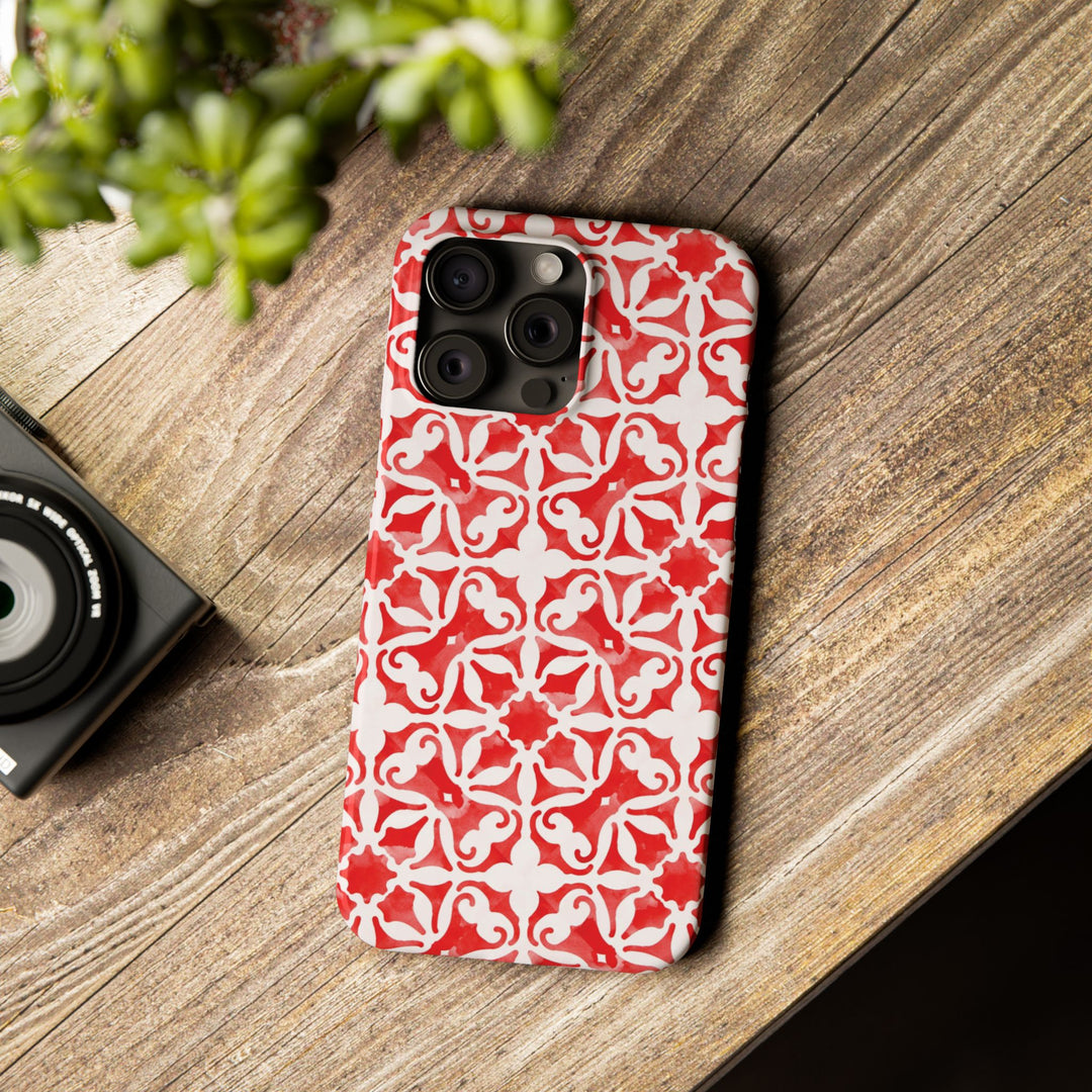 Slim Red Mosaic Gift for Her Cute Phone Cases for Iphone 16 Case | iPhone 15 Case | iPhone 15 Pro Max Case, Iphone 14, Iphone 14 Pro Max, Iphone 13, 12, 11, 10, 8,7 - Studio40ParkLane