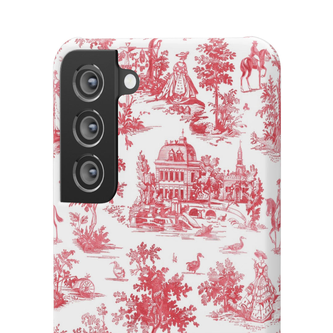 Snap French Toile Personalized Initial Custom Gift for Her Cute Phone Cases for Samsung S24, S23, S22, S21, S20, Plus and Ultra and Iphone, 16, 15, 14, 13, 12, 11. 10 - Studio40ParkLane