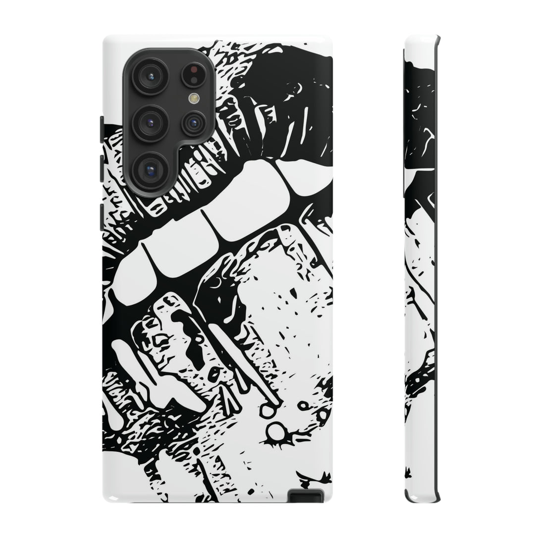 Cute Samsung Phone Case | Aesthetic Samsung Phone Case | Smile Lips Black White | Galaxy S23, S22, S21, S20 | Luxury Double Layer | Cool - Studio40ParkLane