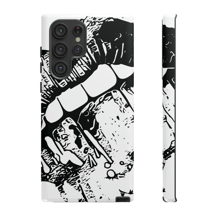 Cute Samsung Phone Case | Aesthetic Samsung Phone Case | Smile Lips Black White | Galaxy S23, S22, S21, S20 | Luxury Double Layer | Cool - Studio40ParkLane