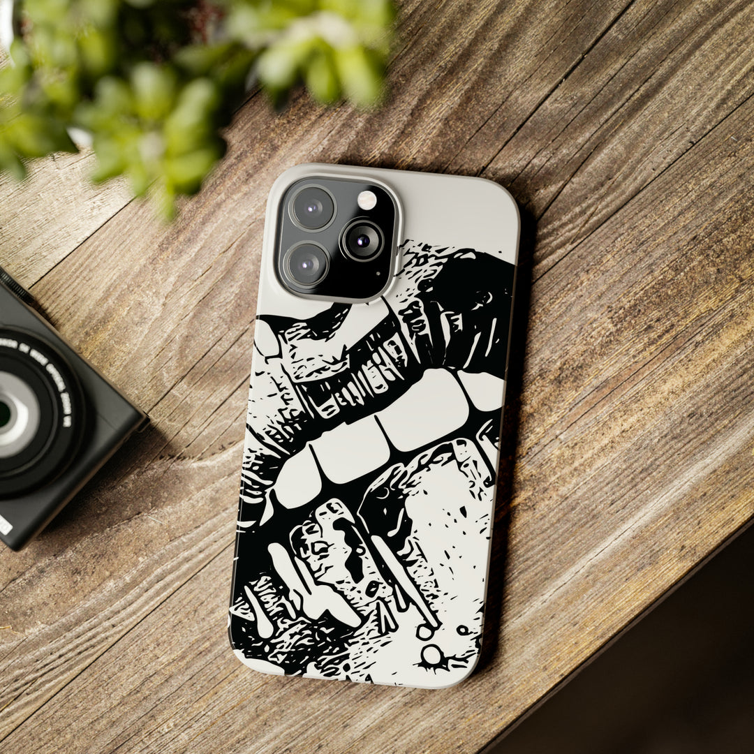 Slim Cute Phone Cases for Iphone - | iPhone 15 Case | iPhone 15 Pro Max Case, Iphone 14 Case, Iphone 14 Pro Max, Iphone 13, Smile Lips Black and White - Studio40ParkLane