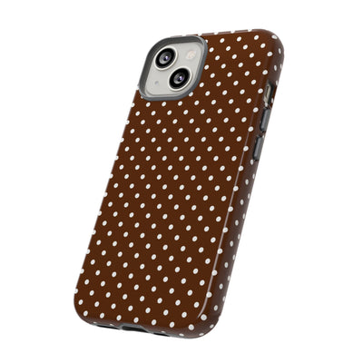 Aesthetic Tough Mocha Brown Polka Dots Premium Phone Case - For iPhone 17 Pro Max iPhone 16 Pro iPhone 15 Iphone 14 Plus 13 Pro 12 11 10 - Studio40ParkLane