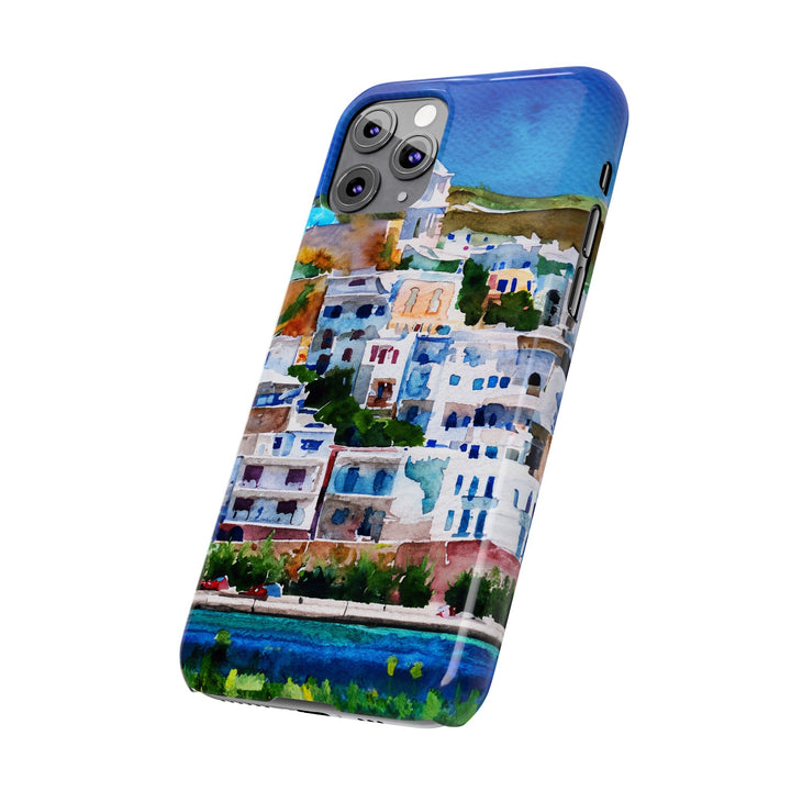 Slim Cute Phone Cases for Iphone | iPhone 15 Case | iPhone 15 Pro Max Case, Iphone 14, Iphone 14 Pro Max, Iphone 13, Colorful Greek House Watercolor - Studio40ParkLane