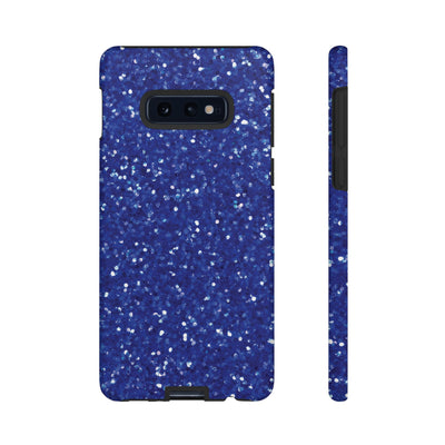 Chic Blue Faux Play on Glitter Effect Cute Phone Case, for IPhone 16 pro Max | Iphone 15, Iphone 14, IPhone 13 Case, 11 8 7, Samsung Galaxy S24, S23, S22, S21, 2 Layer Protection