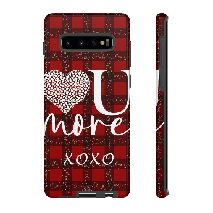 Cute Samsung Phone Cases, Designer Samsung Galaxy S23 Phone Case, Samsung S22 Case, Samsung S21 Case, Samsung S20 Case, Red Plaid Love You - Studio40ParkLane