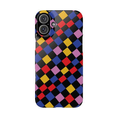 Colorful Checkerboard Cute Phone Case - Sleek Snap - for iPhone 16 15 14 13 12 11 Max Pro Plus Samsung Galaxy S24 S23 S22 S21 S20 Plus Ultra - Studio40ParkLane