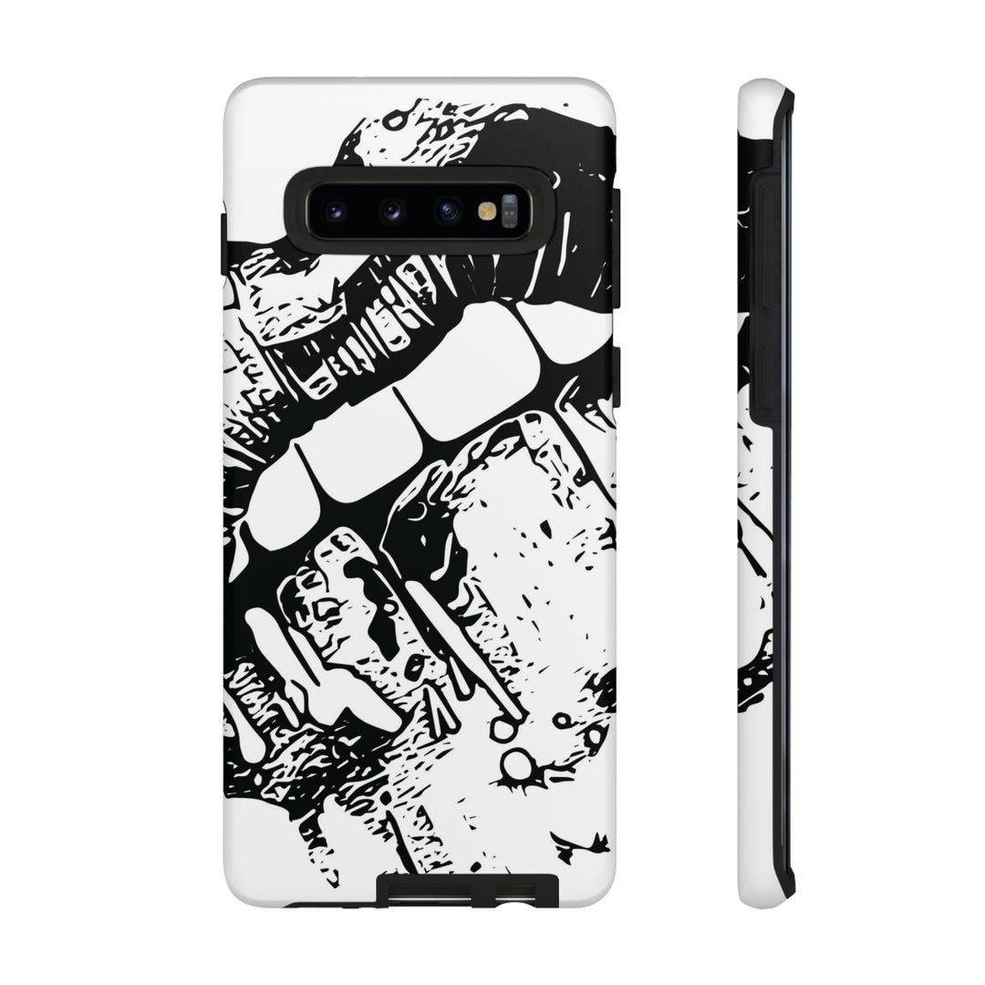 Cute Samsung Phone Case | Aesthetic Samsung Phone Case | Smile Lips Black White | Galaxy S23, S22, S21, S20 | Luxury Double Layer | Cool - Studio40ParkLane