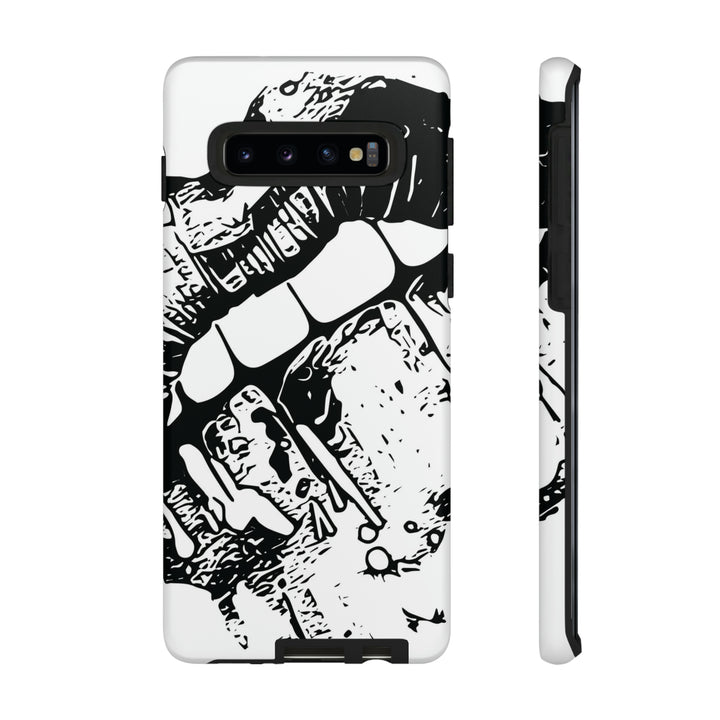 Cute Samsung Phone Case | Aesthetic Samsung Phone Case | Smile Lips Black White | Galaxy S23, S22, S21, S20 | Luxury Double Layer | Cool - Studio40ParkLane