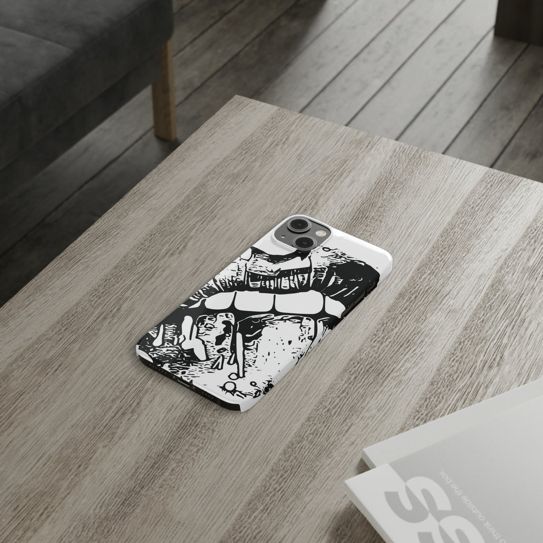 Slim Cute Phone Cases for Iphone - | iPhone 15 Case | iPhone 15 Pro Max Case, Iphone 14 Case, Iphone 14 Pro Max, Iphone 13, Smile Lips Black and White - Studio40ParkLane
