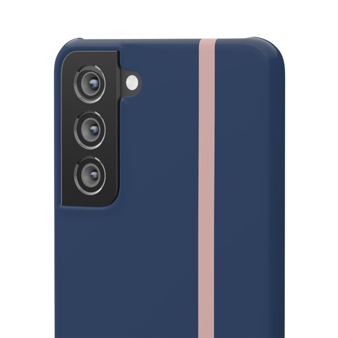 Sleek Navy Blue Pink Stripe Snap Phone Case for iPhone 18 17 16 15 14 13 Pro Max, Samsung Galaxy S26 S25 Ultra Lightweight Cute Phone Case - Studio40ParkLane