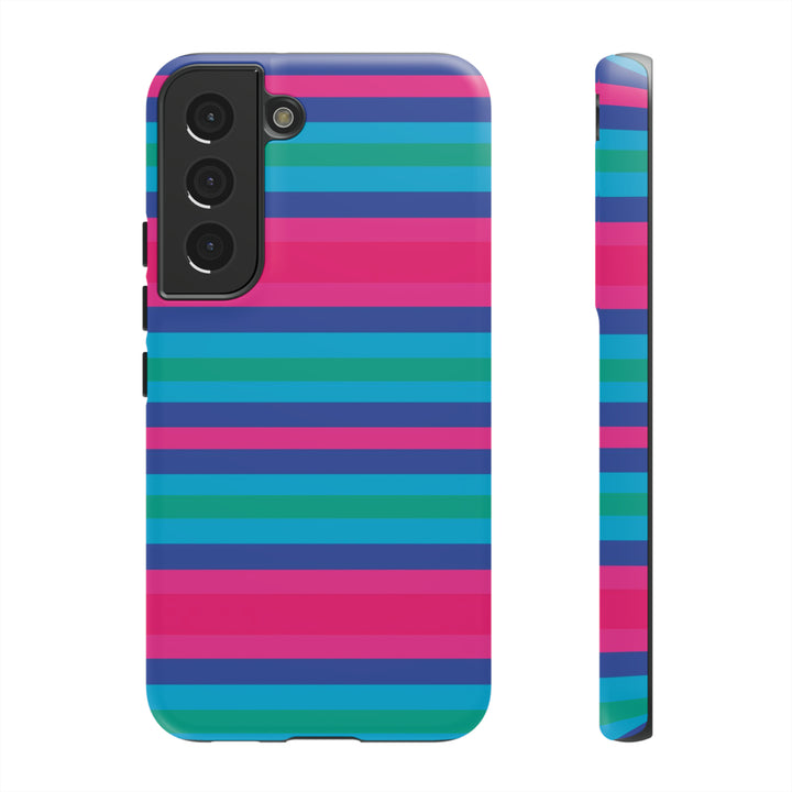 Cute Samsung Phone Case | Aesthetic Samsung Phone Case | Stripes Blue Pink | Galaxy S23, S22, S21, S20 | Luxury Double Layer | Cool - Studio40ParkLane