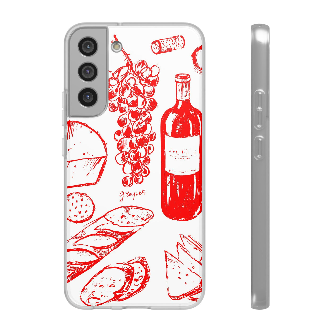 Cute Flexi Phone Cases, French Food Wine Red, Compatible with Samsung Galaxy S23, Samsung S22, Samsung S21, Samsung S20, Galaxy S20 Ultra