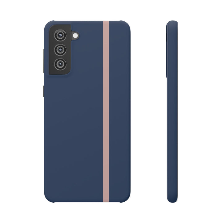 Sleek Navy Blue Pink Stripe Snap Phone Case for iPhone 18 17 16 15 14 13 Pro Max, Samsung Galaxy S26 S25 Ultra Lightweight Cute Phone Case - Studio40ParkLane