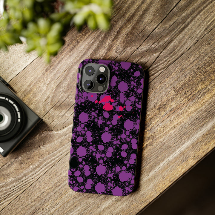 Slim Cute Phone Cases for Iphone - | iPhone 15 Case | iPhone 15 Pro Max Case, Iphone 14 Case, Iphone 14 Pro Max, Iphone 13, Purple Pink Paint Blots Splash - Studio40ParkLane