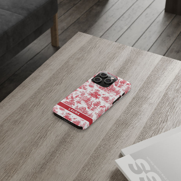 Slim French Toile Personalized Initial Custom Gift for Her Cute Phone Cases for Iphone 16 Pro Max | iPhone 15 Case | iPhone 15 Pro Max Case, Iphone 14, 13, 12, 11, 10, 8, 7 - Studio40ParkLane