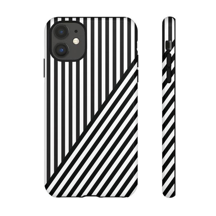 Aesthetic Tough Black White Stripes Phone Case - For iPhone 17 Pro Max iPhone 16 Pro iPhone 15 Iphone 14 Plus 13 Pro 12 11 10 XR - Studio40ParkLane