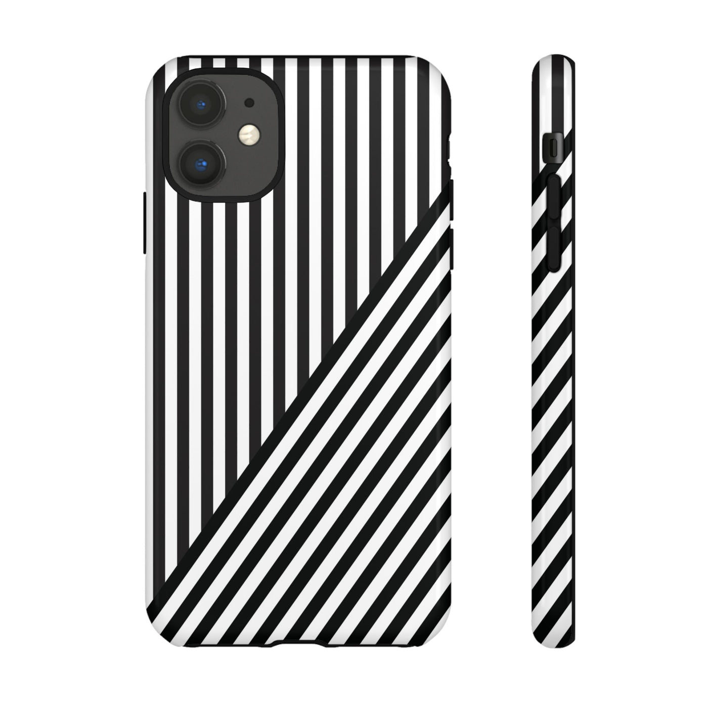Aesthetic Tough Black White Stripes Phone Case - For iPhone 17 Pro Max iPhone 16 Pro iPhone 15 Iphone 14 Plus 13 Pro 12 11 10 XR - Studio40ParkLane