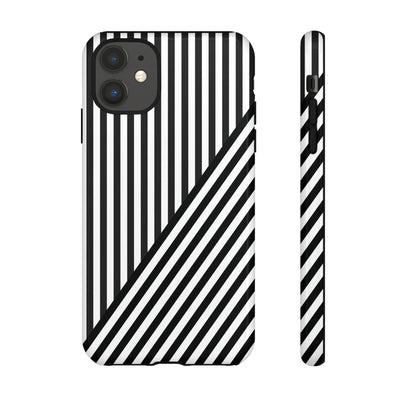 Aesthetic Tough Black White Stripes Phone Case - For iPhone 17 Pro Max iPhone 16 Pro iPhone 15 Iphone 14 Plus 13 Pro 12 11 10 XR - Studio40ParkLane
