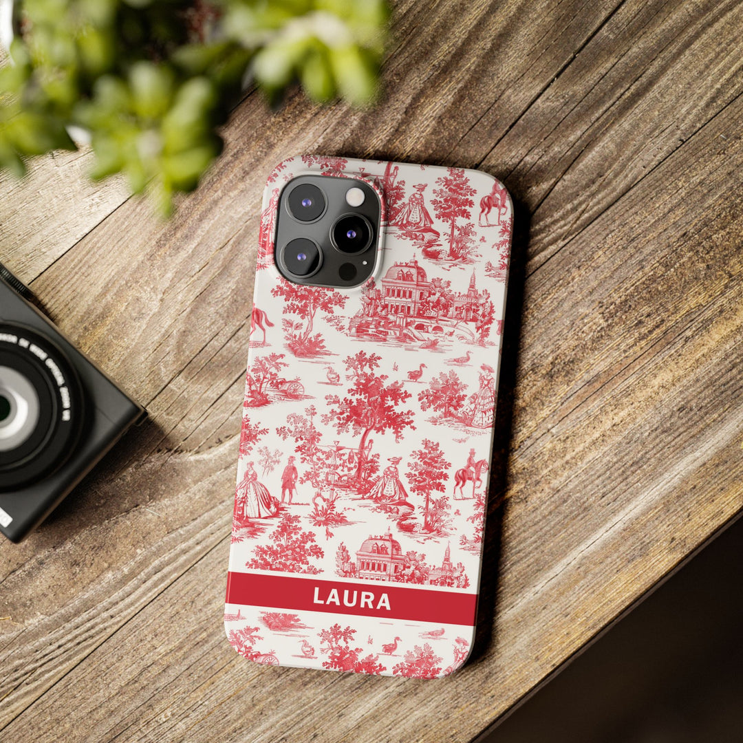 Slim French Toile Personalized Initial Custom Gift for Her Cute Phone Cases for Iphone 16 Pro Max | iPhone 15 Case | iPhone 15 Pro Max Case, Iphone 14, 13, 12, 11, 10, 8, 7 - Studio40ParkLane