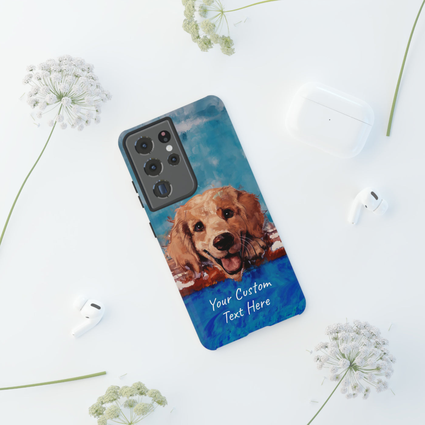 Personalize this Cute Samsung Phone Case | Golden Retriever Dog Samsung Phone Case | Galaxy S23, S22, S21, S20 | Personalized Samsung Cases