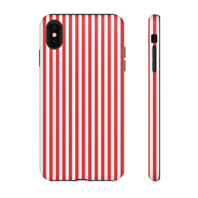 Tough Premium Poppy Red Stripes Phone Case Gift for Her - For Apple iPhone 16 Pro Max 16e iPhone 15 Pro iPhone Iphone 14 Plus 13 Pro 12 SE XR - Studio40ParkLane