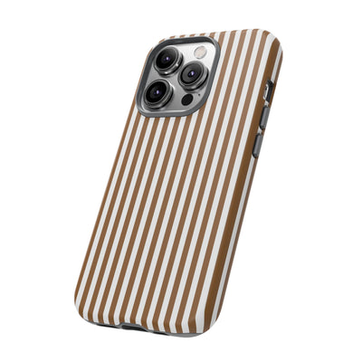 Tough Premium Mocca Brown Stripes Phone Case Gift for Her - For Apple iPhone 16 Pro Max 16e iPhone 15 Pro iPhone Iphone 14 Plus 13 Pro 12 SE XR - Studio40ParkLane
