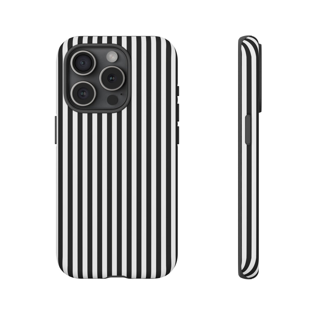 Tough Premium Black White Stripes Phone Case Gift for Her - For Apple iPhone 16 Pro Max 16e iPhone 15 Pro iPhone Iphone 14 Plus 13 Pro 12 SE XR - Studio40ParkLane