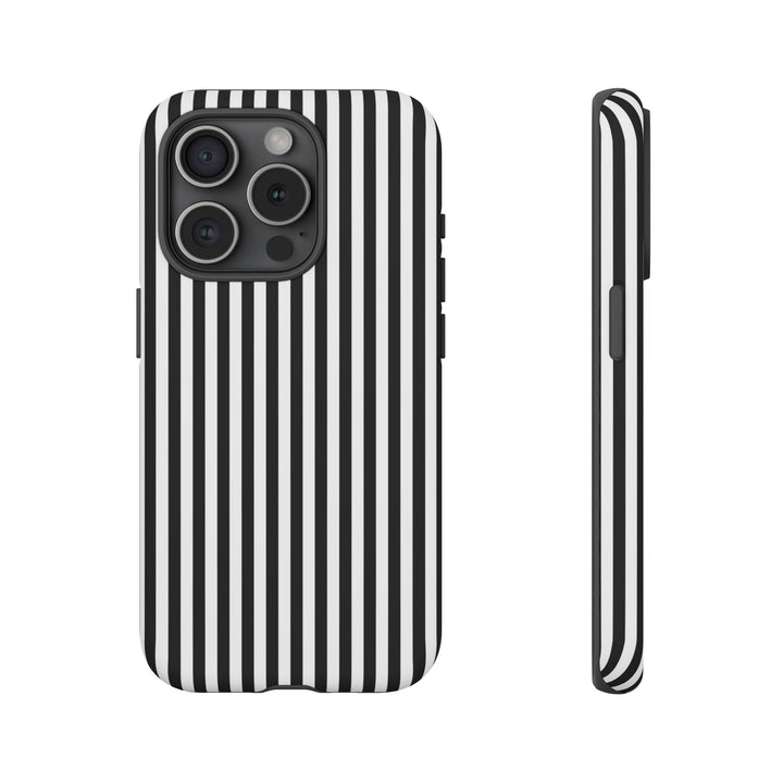 Tough Premium Black White Stripes Phone Case Gift for Her - For Apple iPhone 16 Pro Max 16e iPhone 15 Pro iPhone Iphone 14 Plus 13 Pro 12 SE XR - Studio40ParkLane
