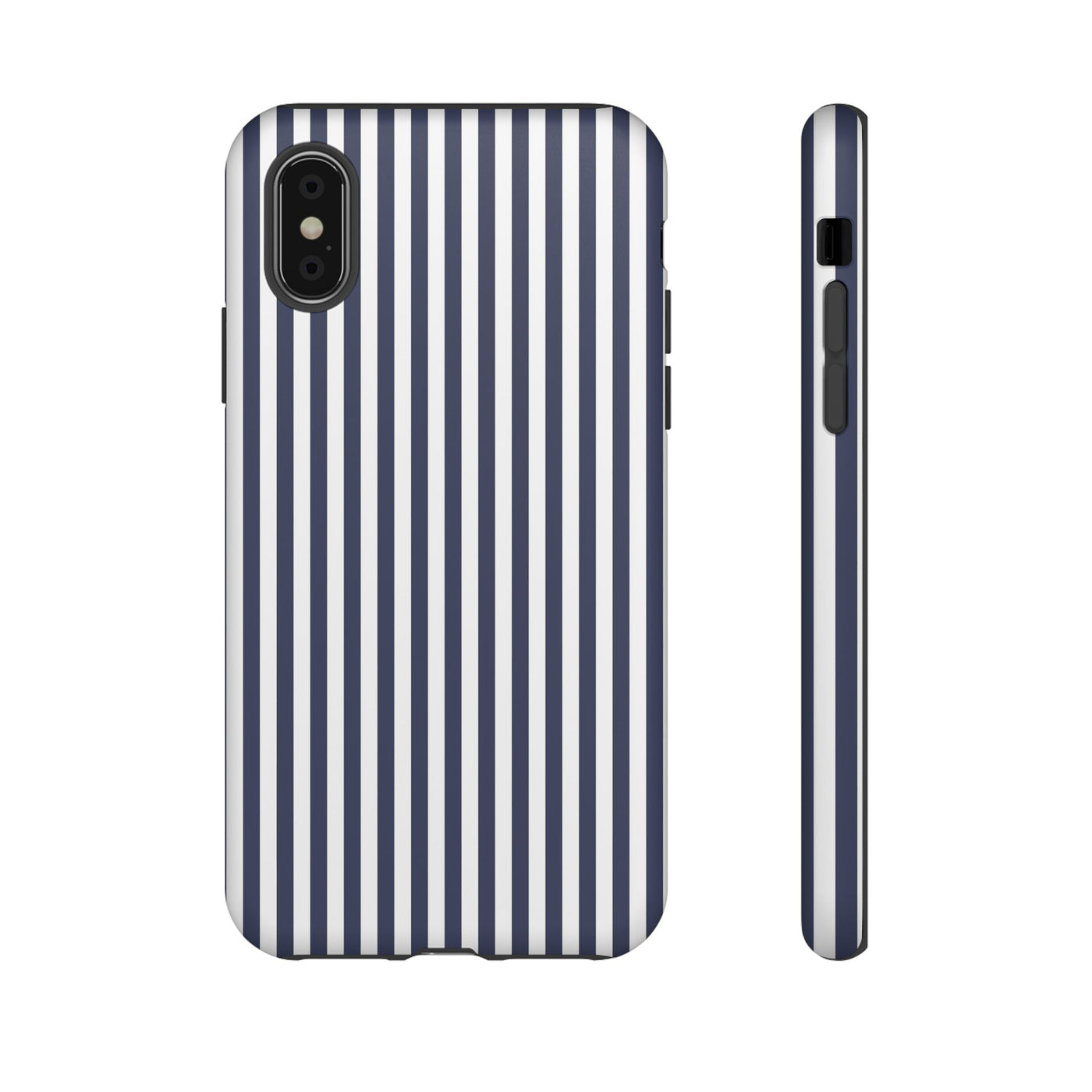 Tough Premium Navy Blue Stripes Phone Case Gift for Her - For Apple iPhone 16 Pro Max 16e iPhone 15 Pro iPhone Iphone 14 Plus 13 Pro 12 SE XR - Studio40ParkLane