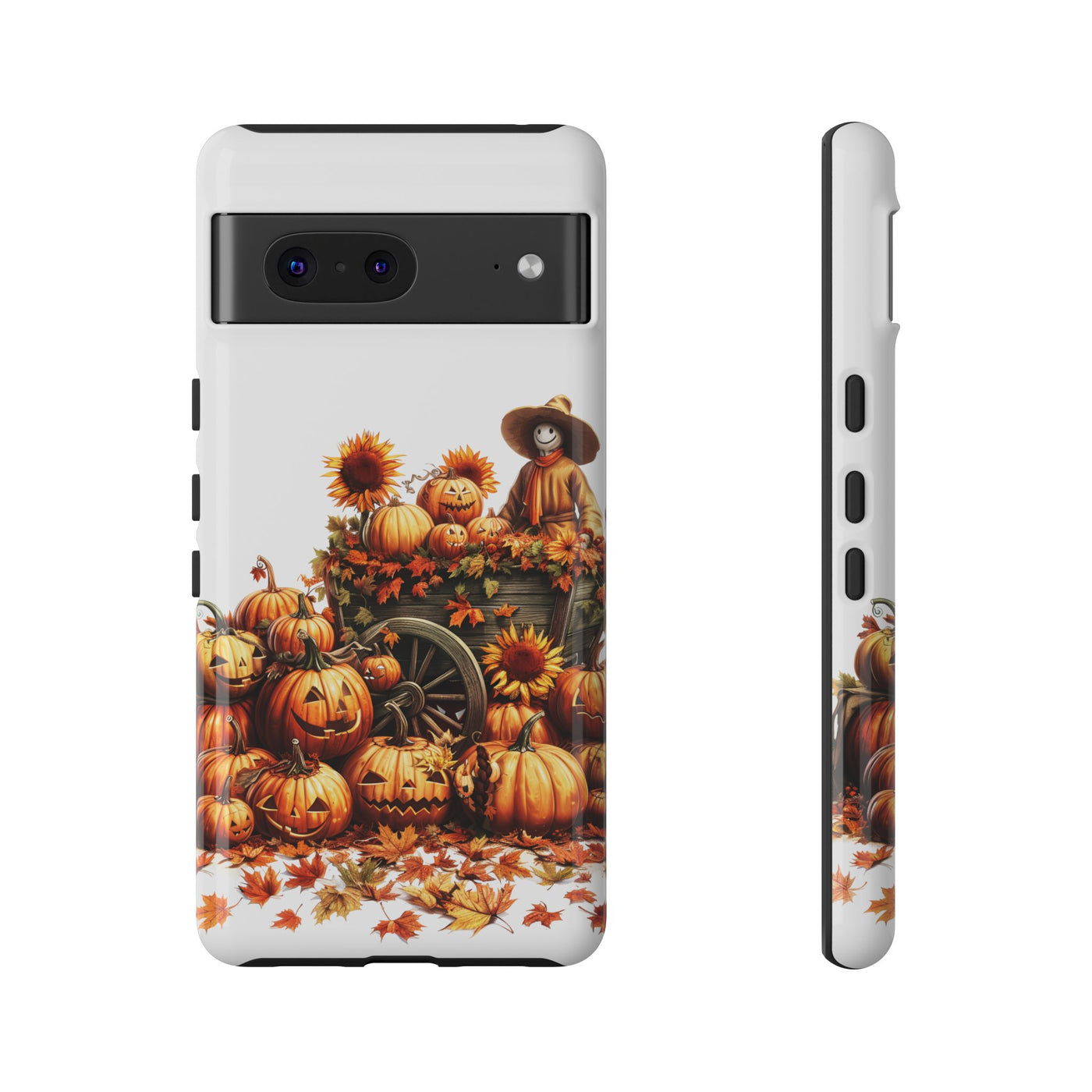 Impact Resistant, Fall Leaves Scarecrow, Cute Phone Cases for Samsung S24, S23, S22, S21, IPhone 15 pro Iphone 14 pro Iphone 13 IPhone 12 Iphone 11