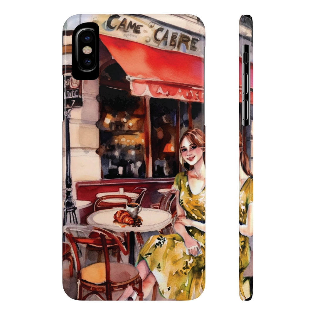 Slim Cute Phone Cases for Iphone - | iPhone 15 Case | iPhone 15 Pro Max Case, Iphone 14 Case, Iphone 14 Pro Max, Iphone 13, Paris Cafe Coffee Croissant - Studio40ParkLane