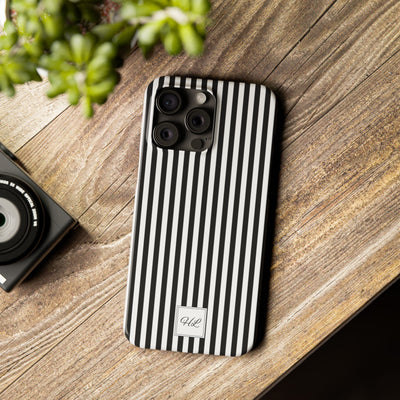 Slim Custom Personalized Black White Striped Phone Case for Iphone 16 - | iPhone 15 Pro Max Case | iPhone 14 Case Iphone 13 12 11 10 9 8 - Studio40ParkLane