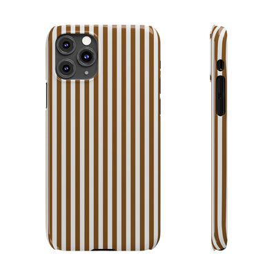 Slim Mocca Brown Striped Cute Phone Case for Iphone 16 - | iPhone 15 Pro Max Case | iPhone 14 Case Iphone 13 12 11 10 9 8 7 XS X Gift for Her - Studio40ParkLane