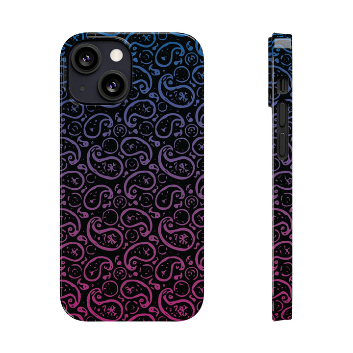 Slim Cute Phone Cases for Iphone - | iPhone 15 Case | iPhone 15 Pro Max Case, Iphone 14 Case, Iphone 14 Pro Max, Iphone 13, Paisley Blue Pink Black - Studio40ParkLane