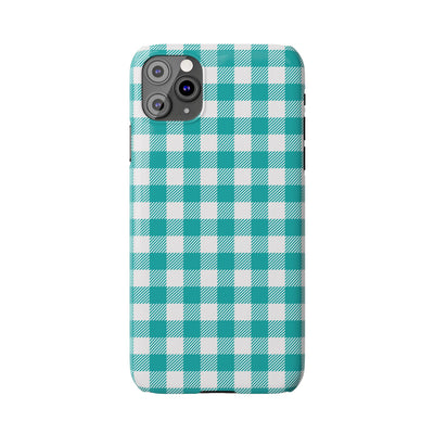 Slim Turquoise Gingham Gift for Her Cute Phone Cases for Iphone 16 Pro Max | iPhone 15 Case | iPhone 15 Pro Max Case, Iphone 14, 13, 12, 11, 10, 8, 7