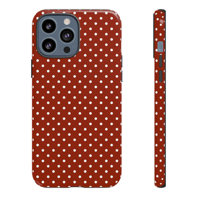 Aesthetic Tough Clay Red Polka Dots Premium Phone Case - For iPhone 17 Pro Max iPhone 16 Pro iPhone 15 Iphone 14 Plus 13 Pro 12 11 10 XR XS - Studio40ParkLane