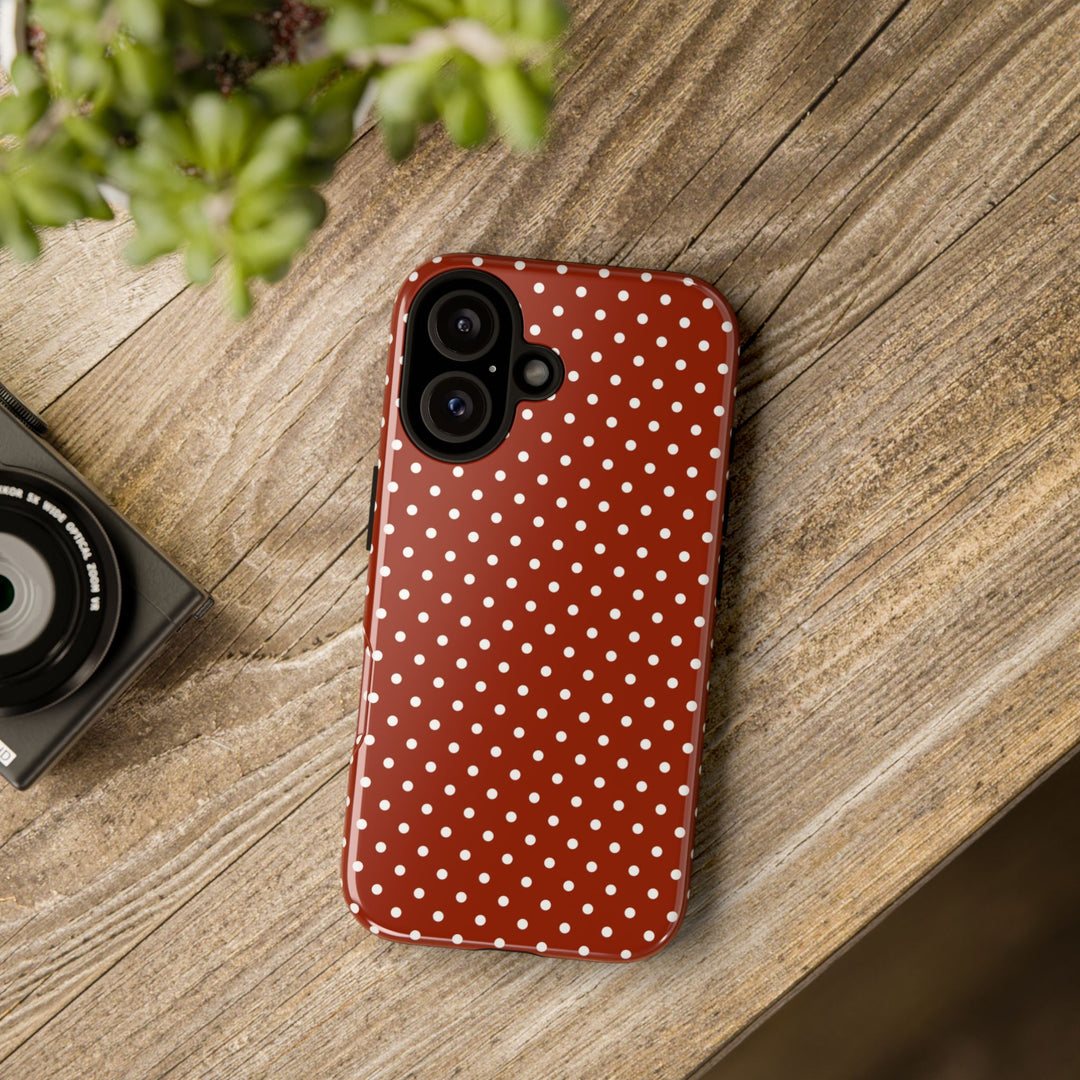 Aesthetic Tough Clay Red Polka Dots Premium Phone Case - For iPhone 17 Pro Max iPhone 16 Pro iPhone 15 Iphone 14 Plus 13 Pro 12 11 10 XR XS - Studio40ParkLane