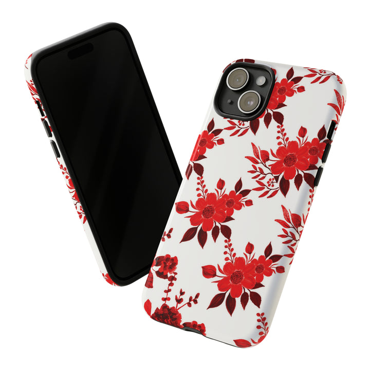 Cute IPhone Case | Red White Flowers, iPhone 15 Case | iPhone 15 Pro Case, Iphone 14 Case, Iphone 14 Pro Max Case, Protective Iphone Case - Studio40ParkLane
