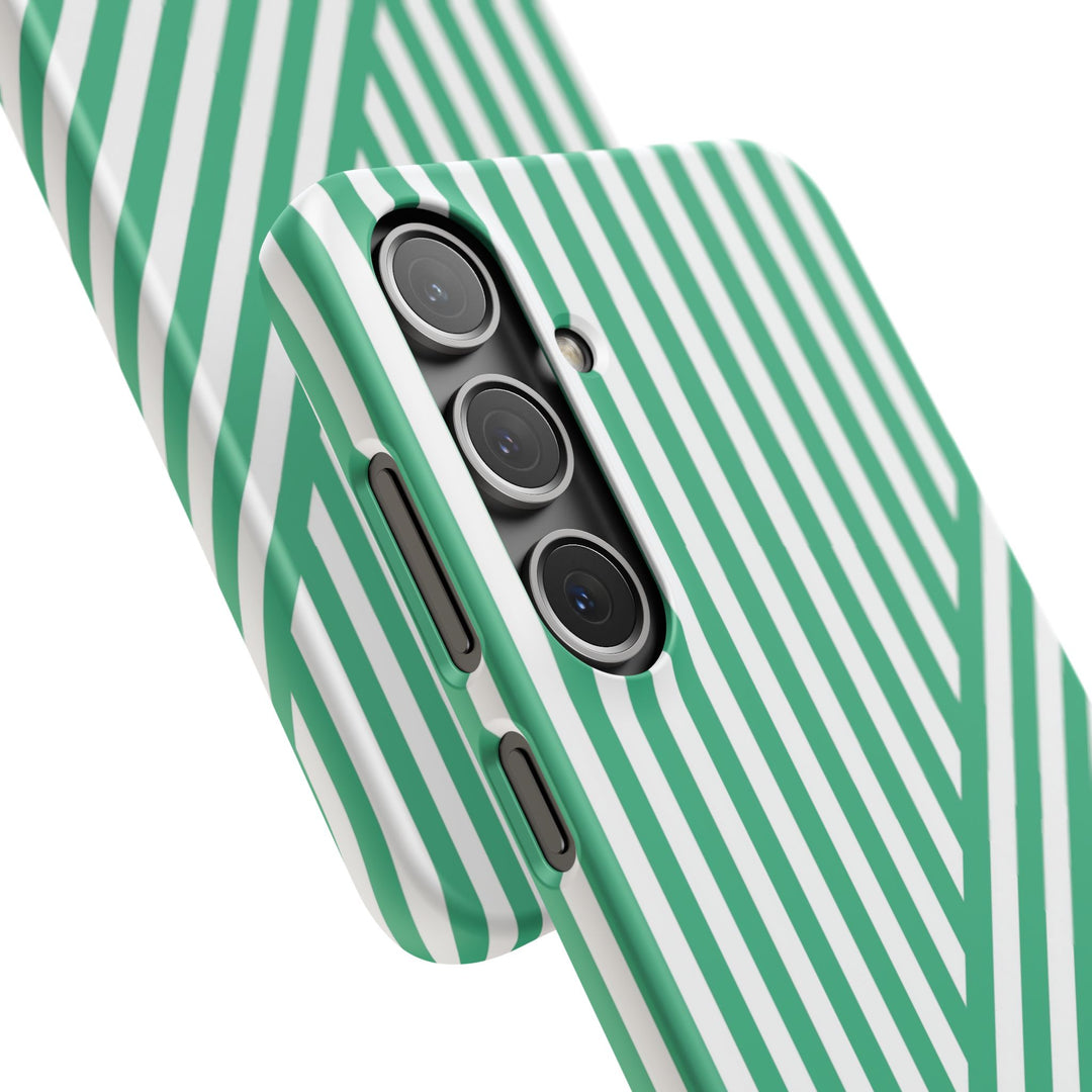 Aesthetic Emerald Stripes Cute Phone Case Sleek Snap - For iPhone 17 Pro Max iPhone 16 Pro iPhone 15 Iphone 14 Plus 13 Pro 12 11 10 Gift