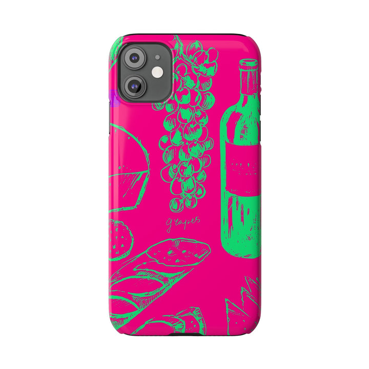 Slim French Food Wine Pink Green Cute Phone Cases for Iphone | iPhone 15 Case | iPhone 15 Pro Max Case, Iphone 14, Iphone 14 Pro Max, Iphone 13, - Studio40ParkLane