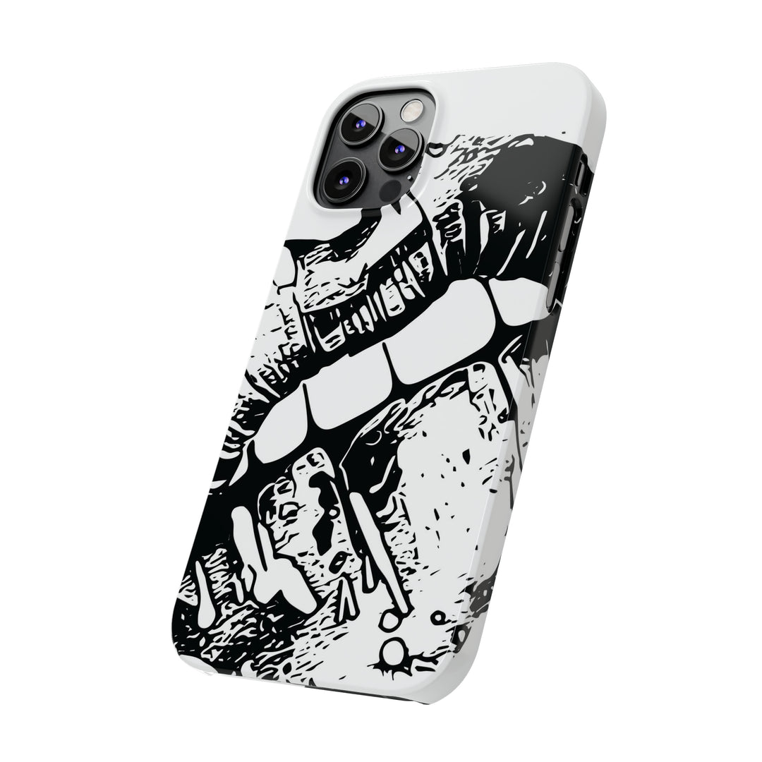 Slim Cute Phone Cases for Iphone - | iPhone 15 Case | iPhone 15 Pro Max Case, Iphone 14 Case, Iphone 14 Pro Max, Iphone 13, Smile Lips Black and White - Studio40ParkLane
