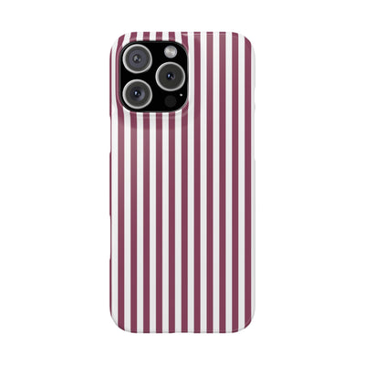 Slim Claret Red Striped Cute Phone Case for Iphone 16 - | iPhone 15 Pro Max Case | iPhone 14 Case Iphone 13 12 11 10 9 8 7 XS X Gift for Her - Studio40ParkLane