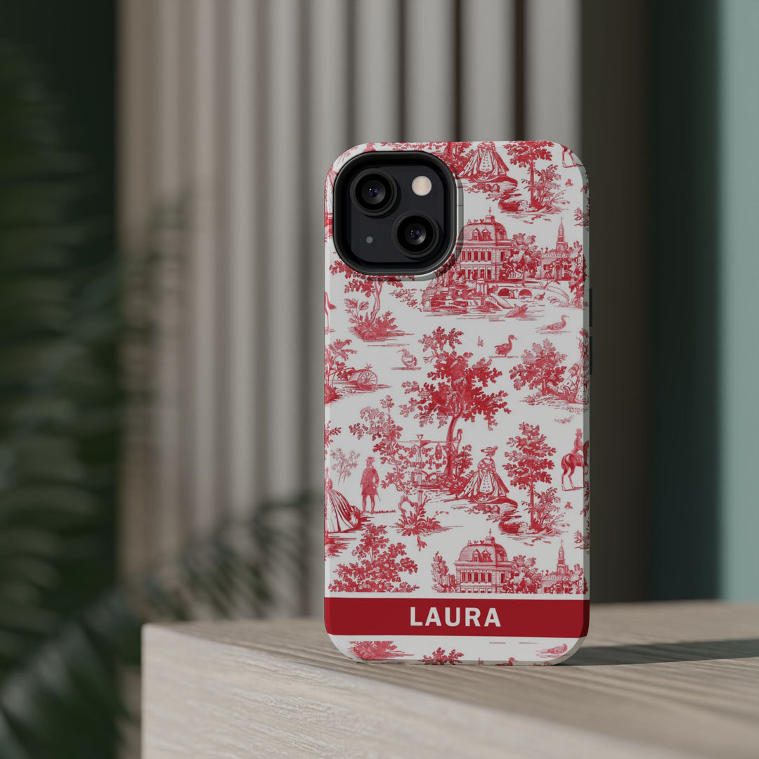 Magsafe French Toile Personalized Initial Custom Gift for Her Cute Phone Cases for Iphone 16 Pro Max | iPhone 15 Case | iPhone 15 Pro Max Case, Iphone 14, 13, 12, 11, 10, 8, 7 - Studio40ParkLane